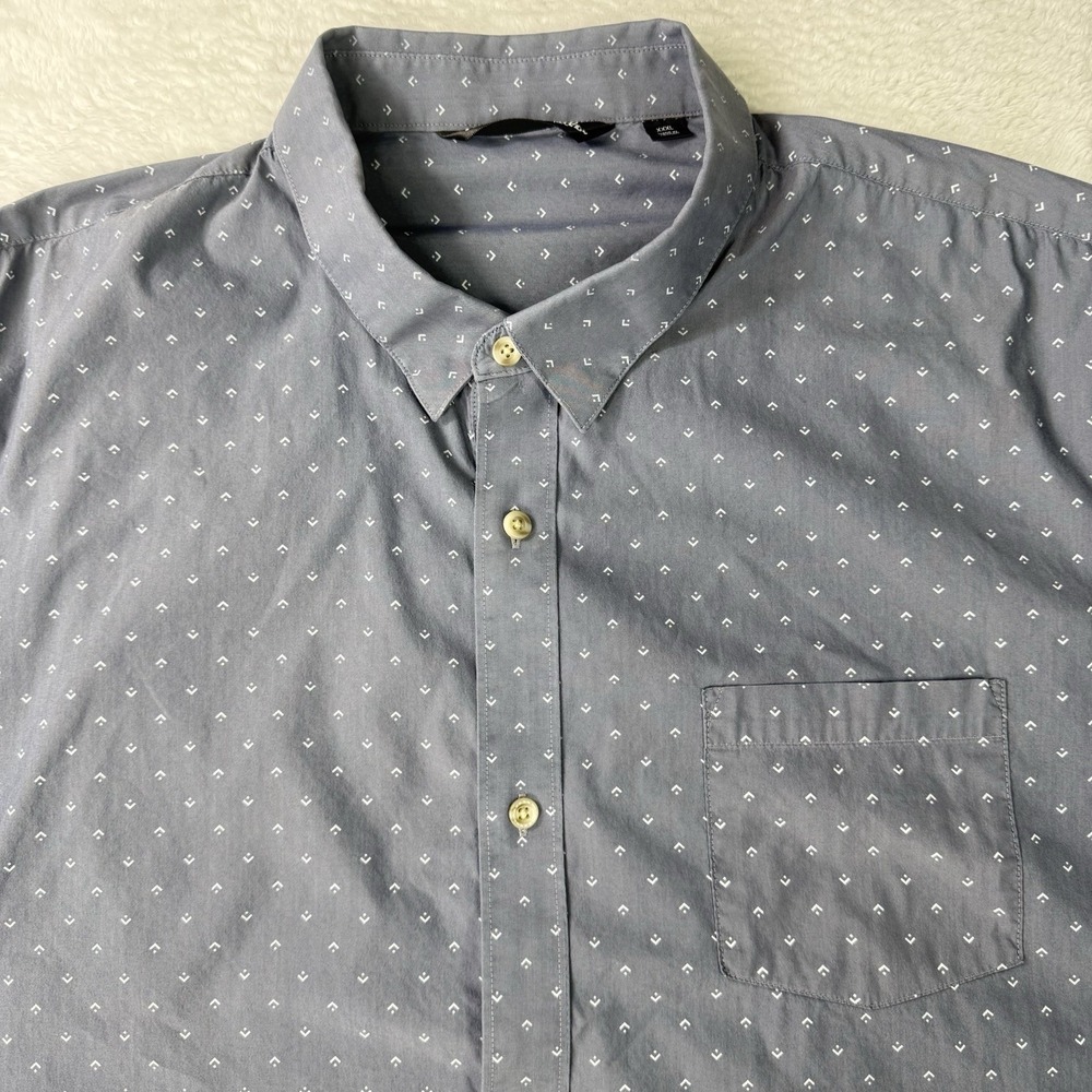 Travis Mathew Shirt Mens 3XL Gray Geometric Button Down Short Sleeve